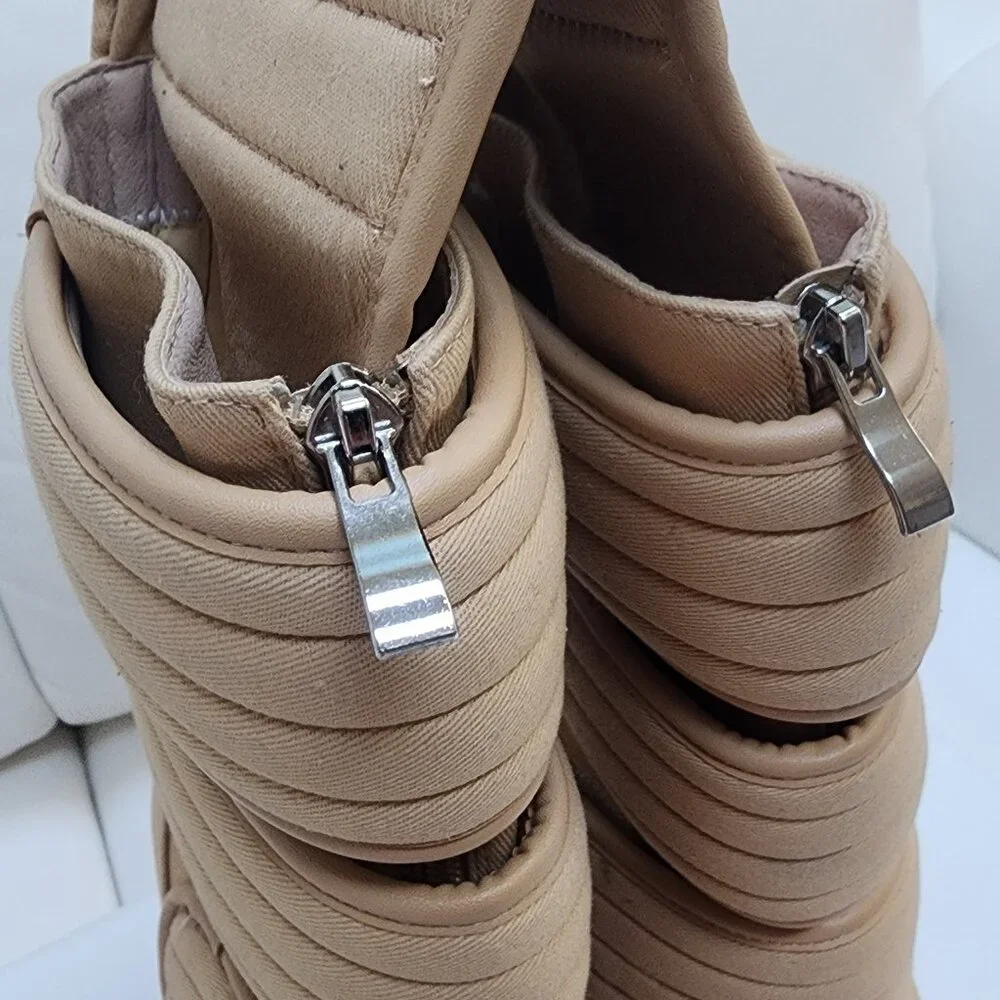 CALECHIE Women's Desert Moto Boots - Tan Faux Suede - Size 8 - Picture 11 of 12